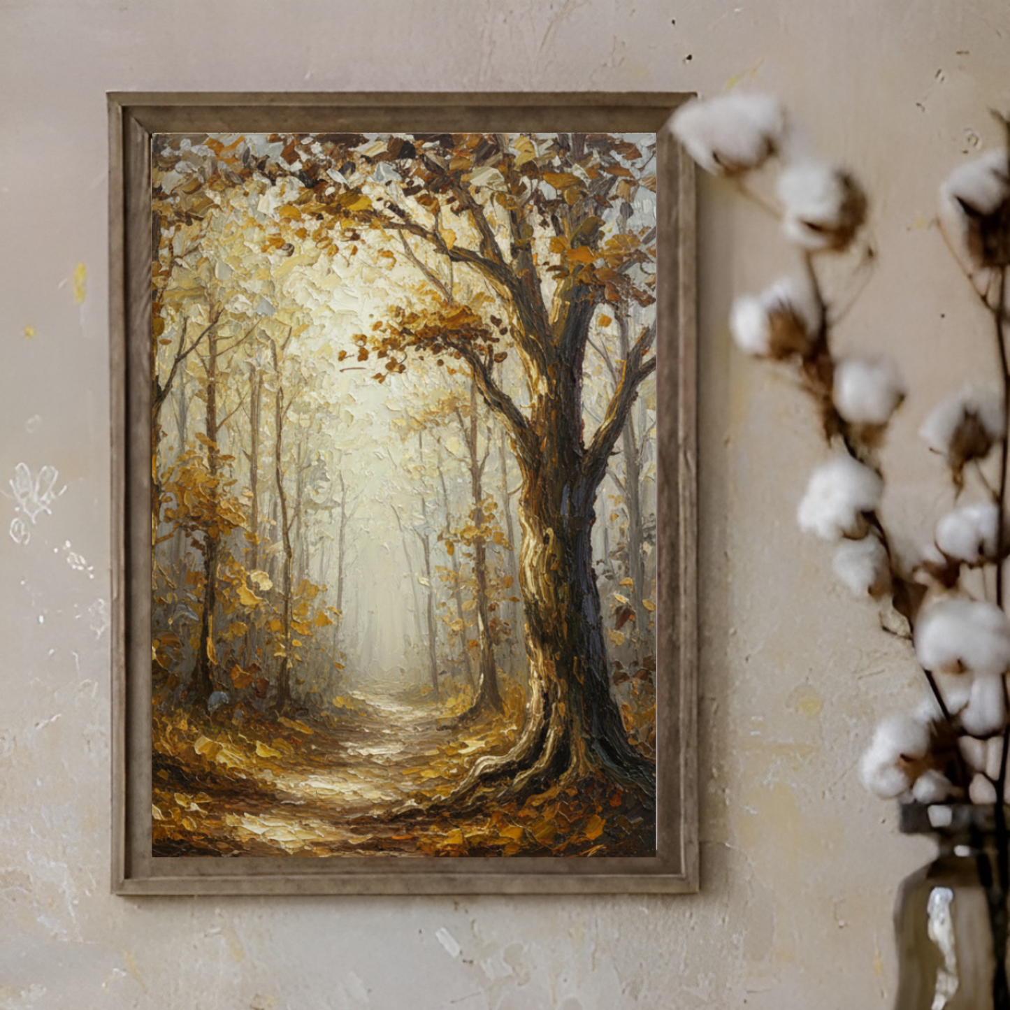 Original Acrylic on Canvas "Autumn Forest Path" 60x80cm