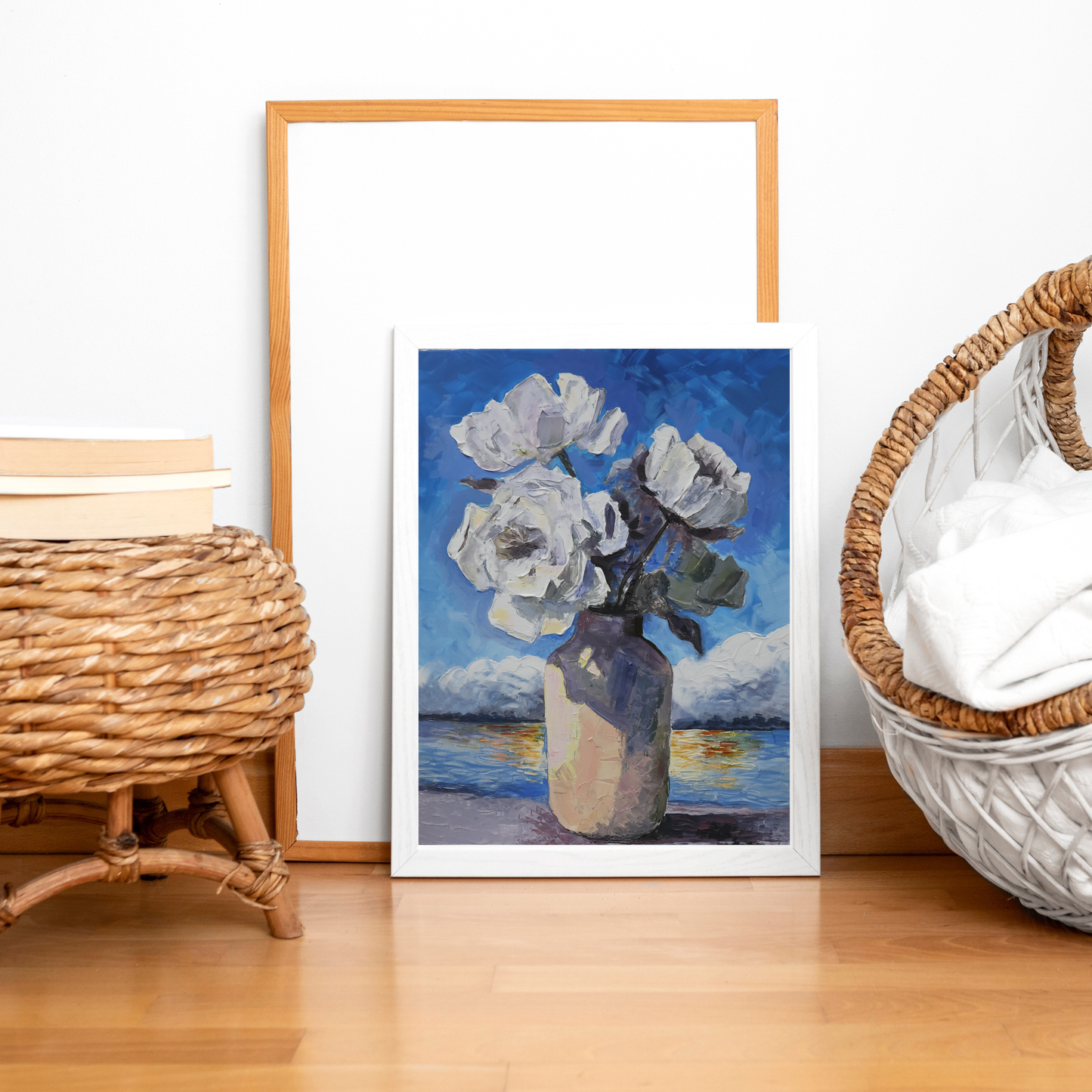 Original Acrilic on Canvas "White Flowers" 60X80cm