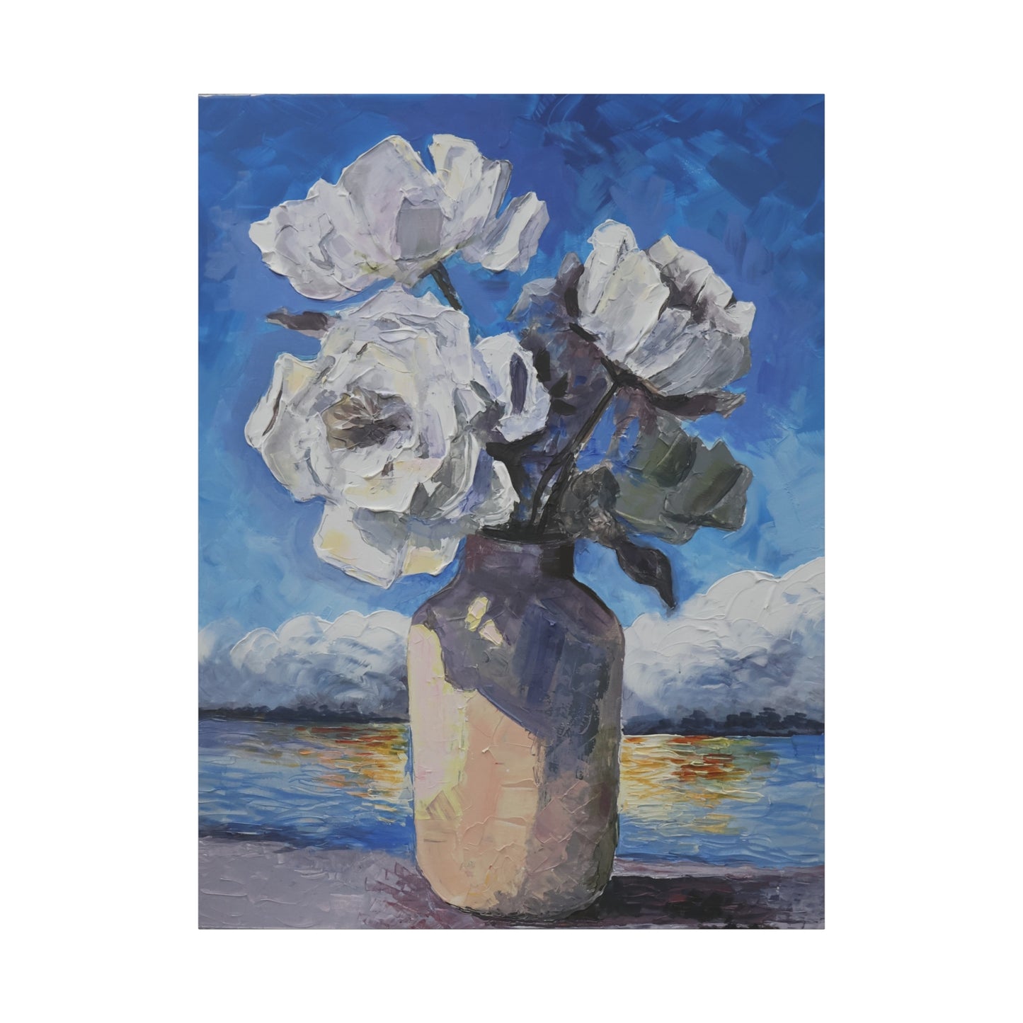 Fine Art Print of "White Flowers" Wall Art Rustic Farmhouse Painting