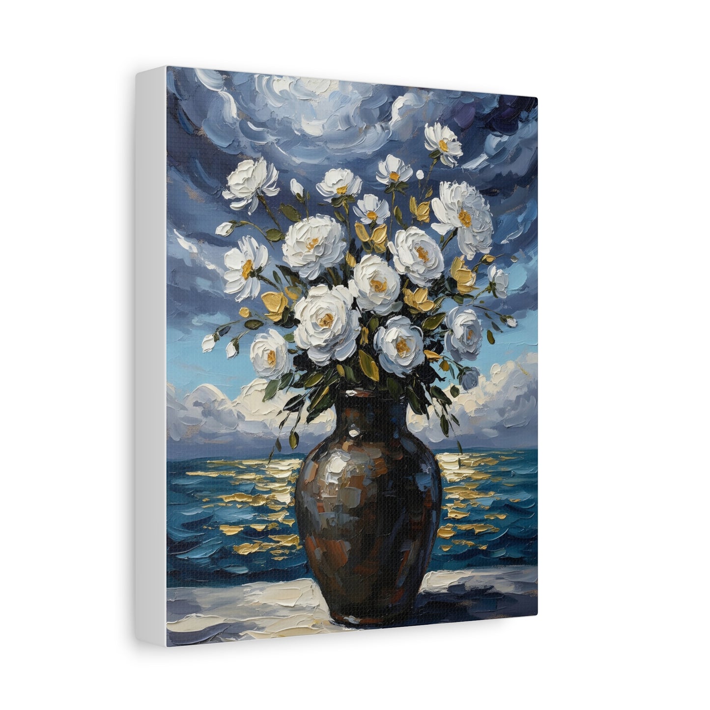 Fine Art Print of "Midnight Bloom by the Shore" Wall Art Rustic Farmhouse Painting