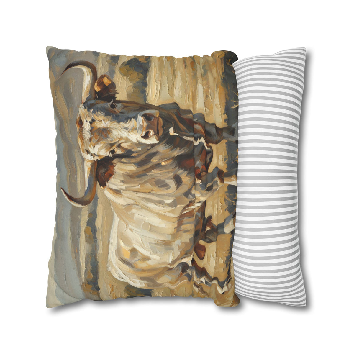 The Bull Pillowcase — Neutral Rustic Coastal Decorative Throw Pillow Cover