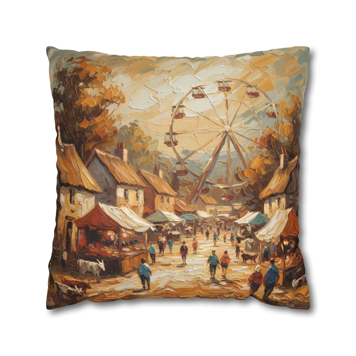 Village Fair Neutral Rustic Coastal Decorative Throw Pillow Cover
