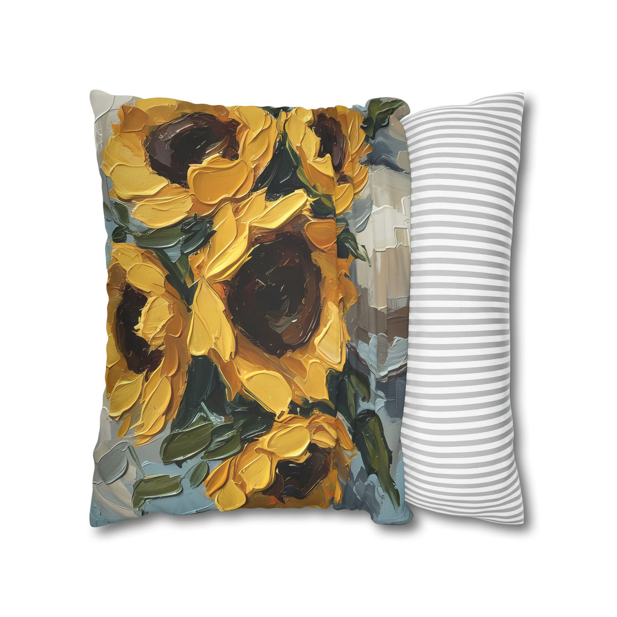 Sunflowers - Rustic Coastal Decorative Throw Pillow Cover