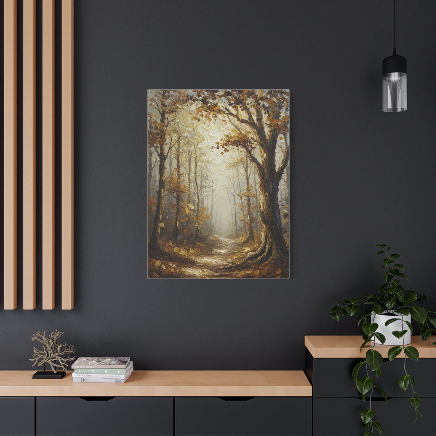 Fine Art Print of "Autumn Forest Path" Wall Art Rustic Farmhouse Painting