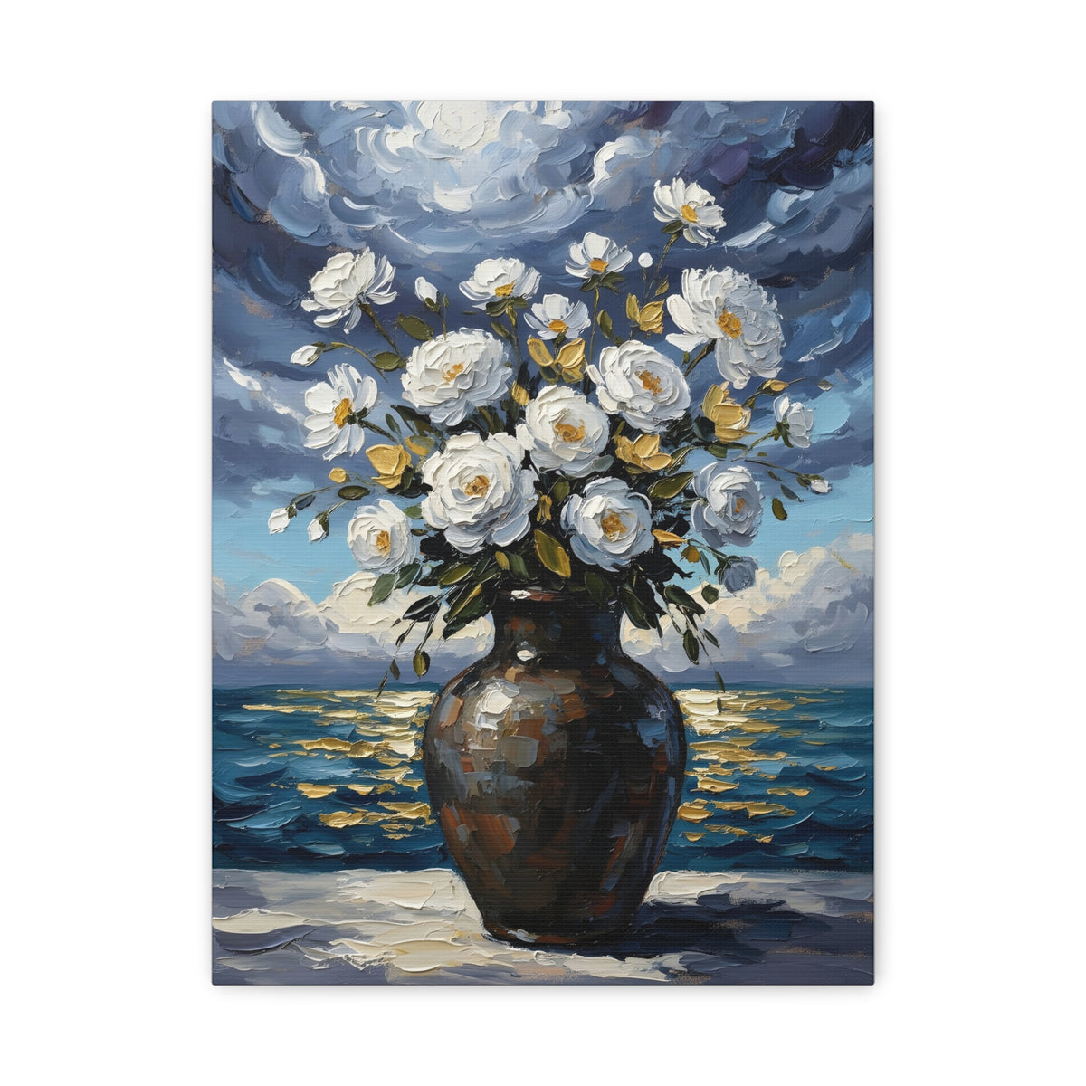 Fine Art Print of "Midnight Bloom by the Shore" Wall Art Rustic Farmhouse Painting