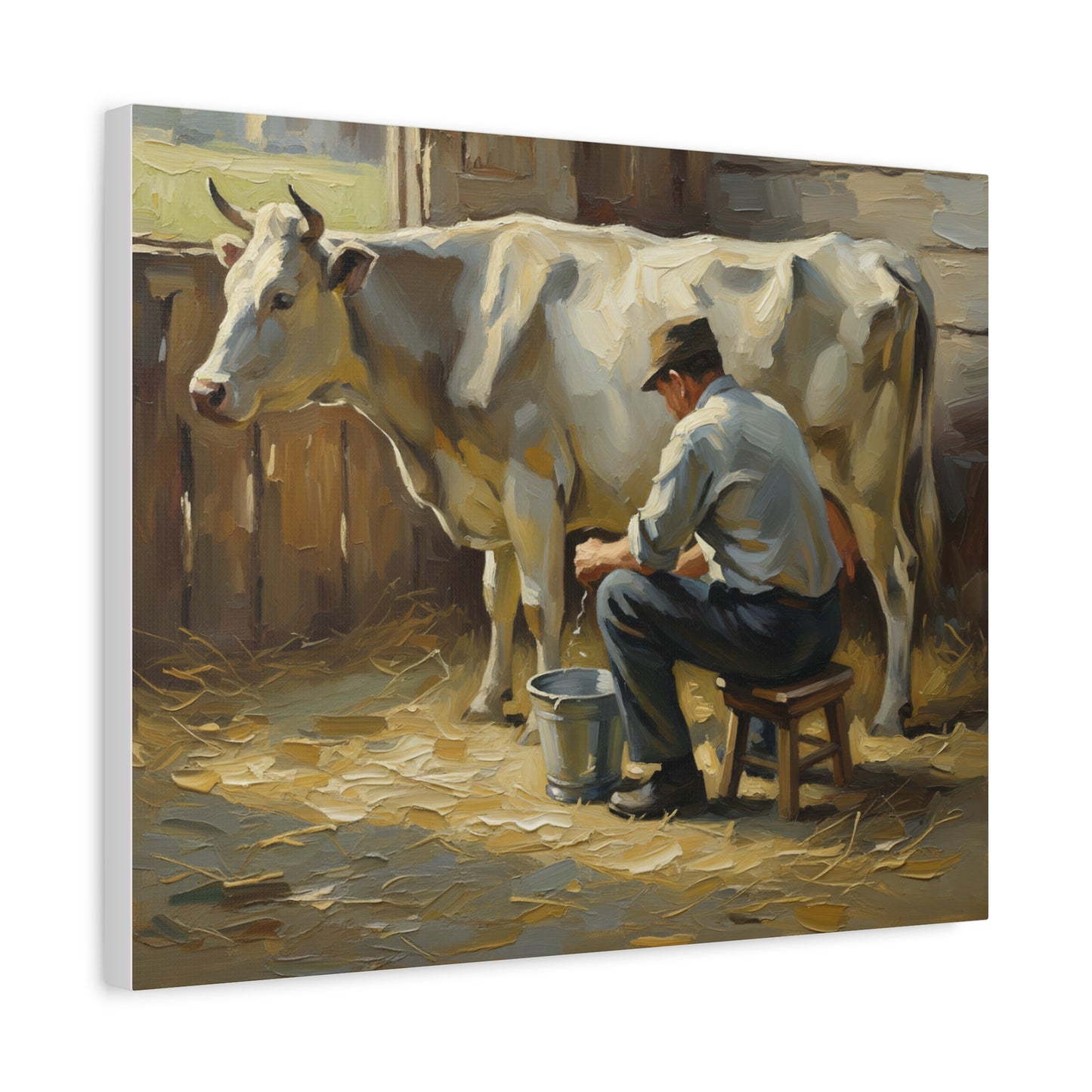 Fine Art Print of "The Milker" Wall Art Rustic Farmhouse Painting