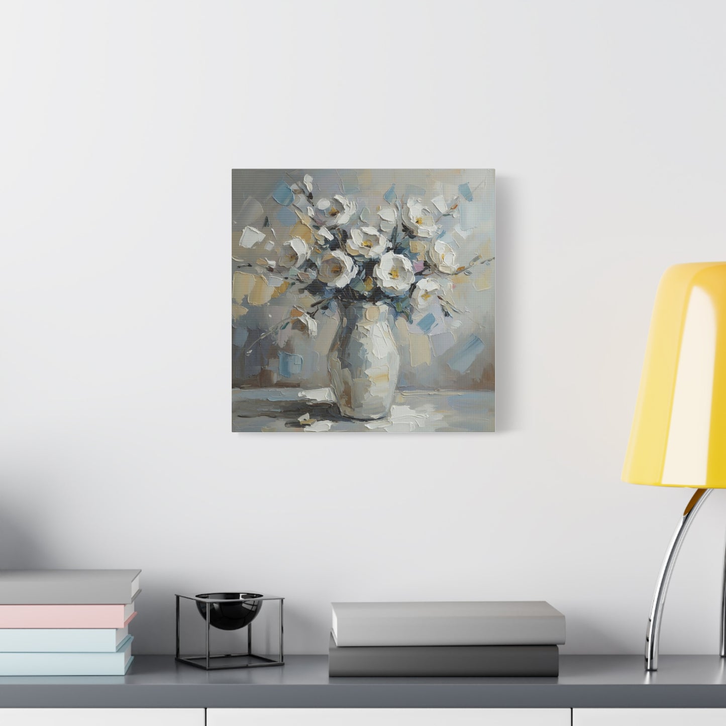Fine Art Print of "White Floral Bouquet" Wall Art Rustic Farmhouse Painting