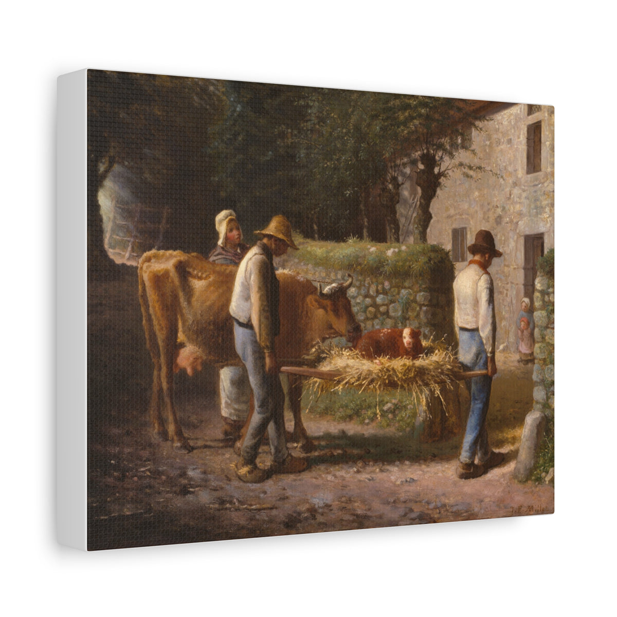 Fine Art Print of "Peasants Bringing Home a Calf" by Jean-François Millet Canvas Wall Art Classic Farm Painting