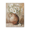 Fine Art Print of "Cosmos Flowers" (60x80cm)" Wall Art Rustic Easter Painting featuring a vintage vase with blooming white flowers.
