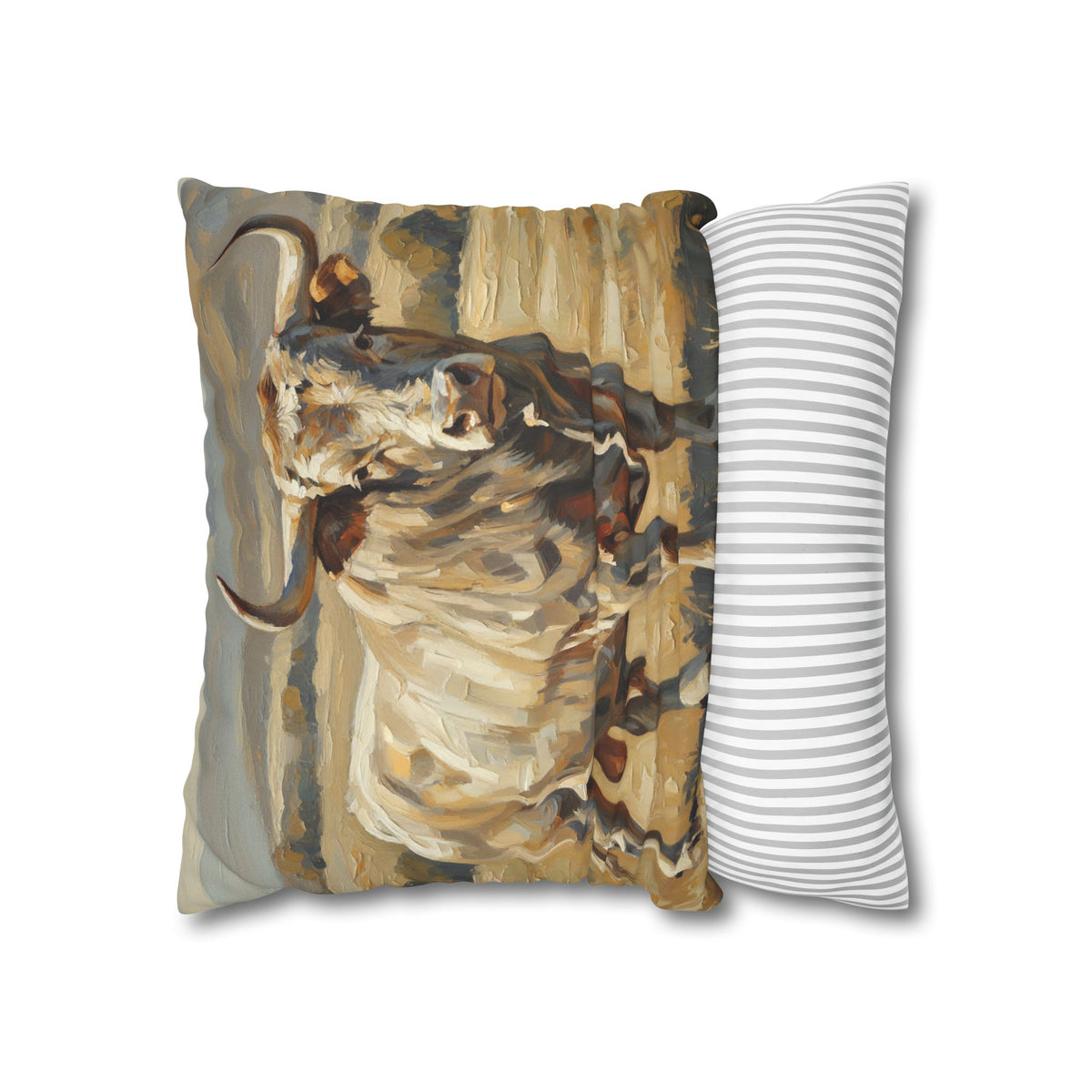 The Bull Pillowcase — Neutral Rustic Coastal Decorative Throw Pillow Cover