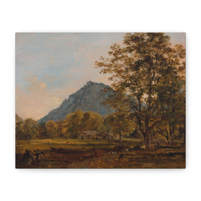 Fine Art Print of "A Farmhouse in the Bavarian Alps" by Johann Georg von Dillis Canvas Wall Art Classic Farmhouse Painting