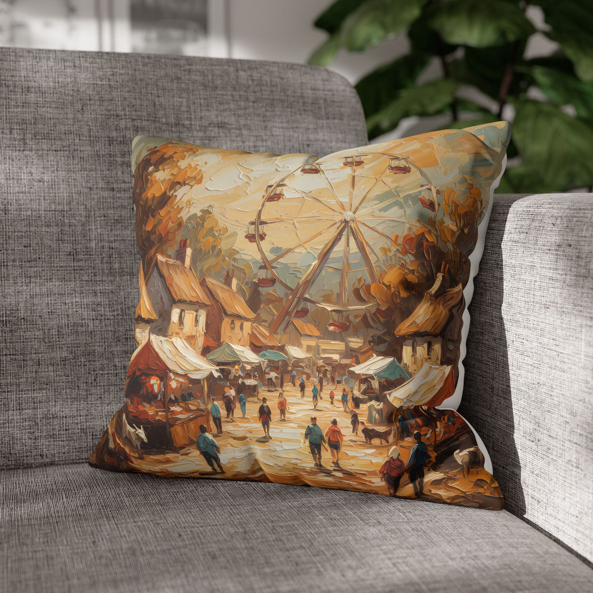 Village Fair Neutral Rustic Coastal Decorative Throw Pillow Cover