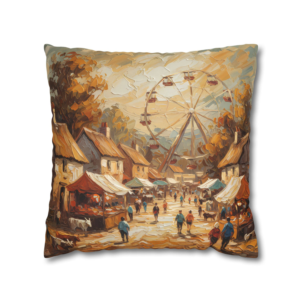 Village Fair Neutral Rustic Coastal Decorative Throw Pillow Cover