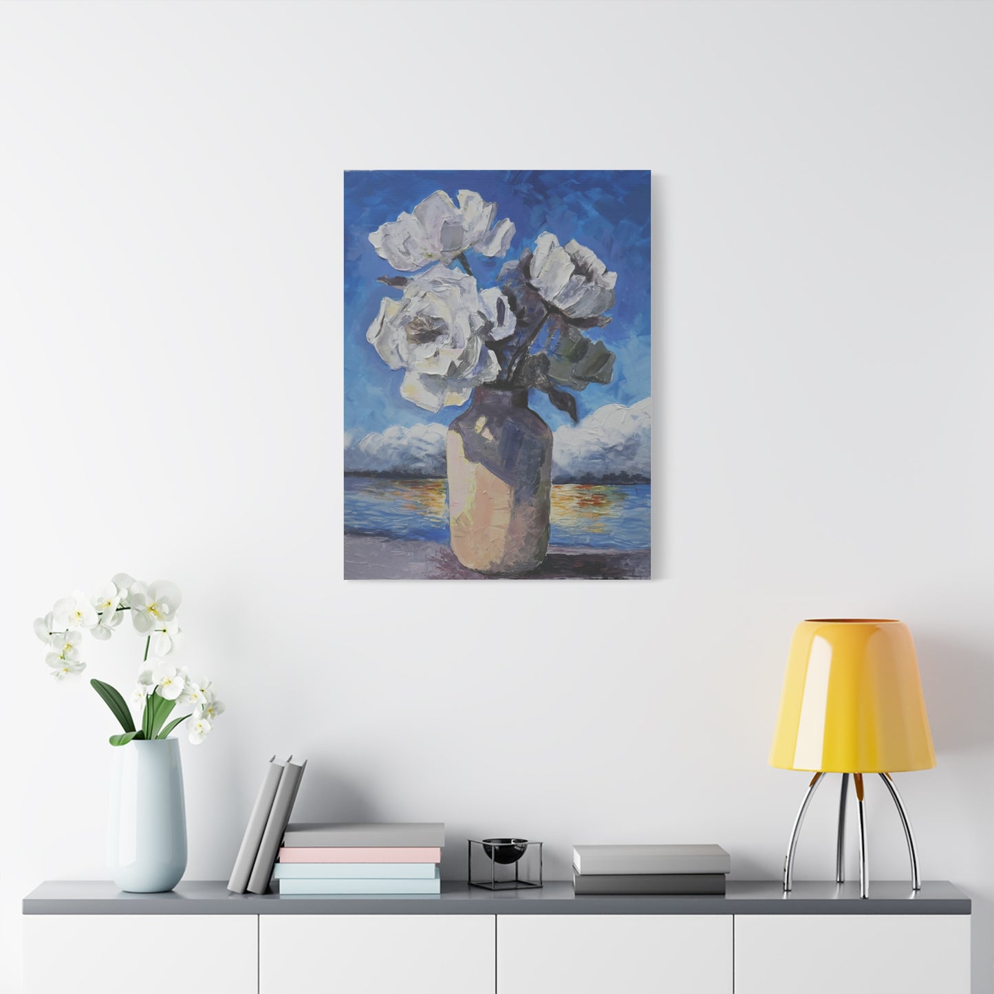 Fine Art Print of "White Flowers" Wall Art Rustic Farmhouse Painting