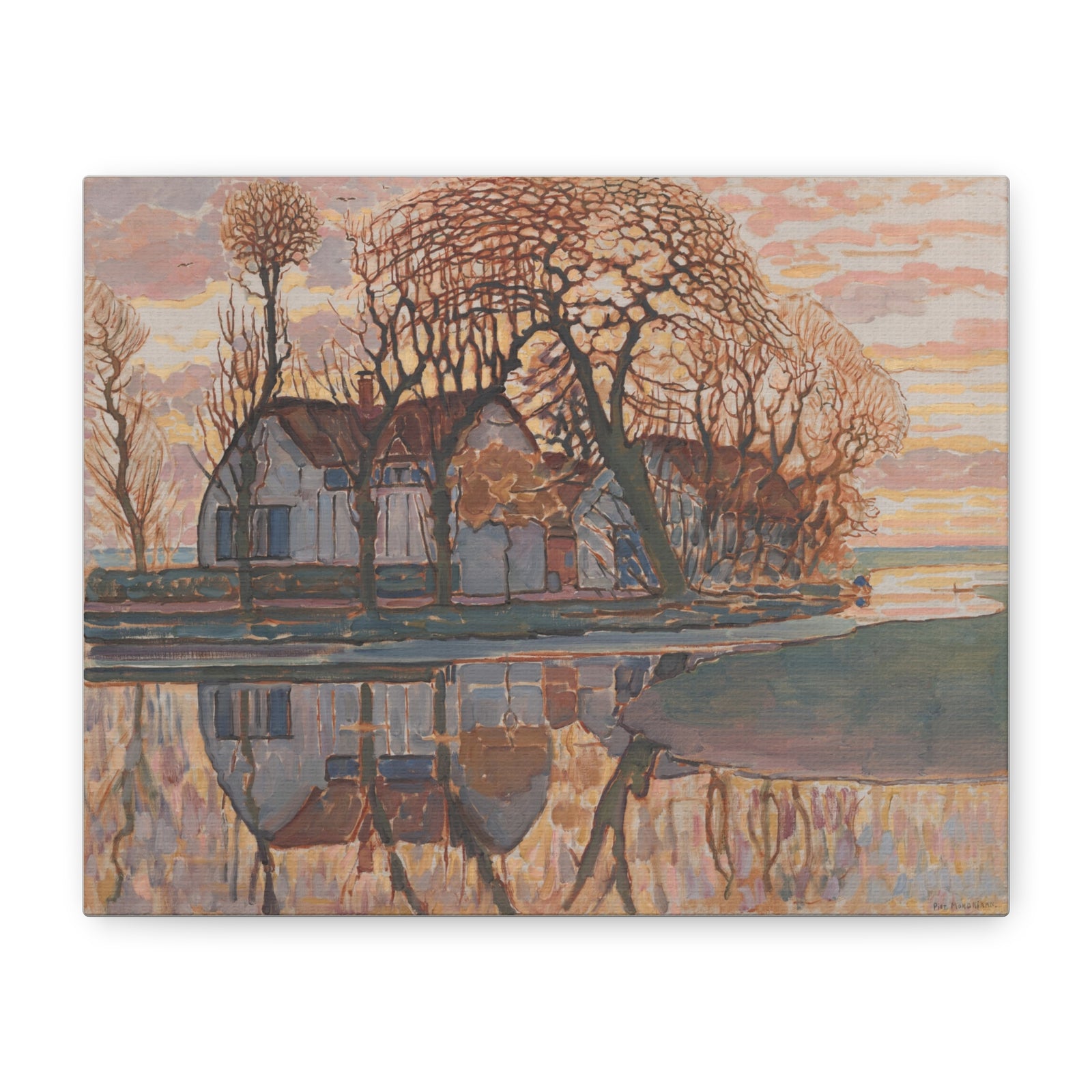 Fine Art Print of "Farm near Duivendrecht" by Piet Mondrian Canvas Wall Art Modern Farmhouse Painting