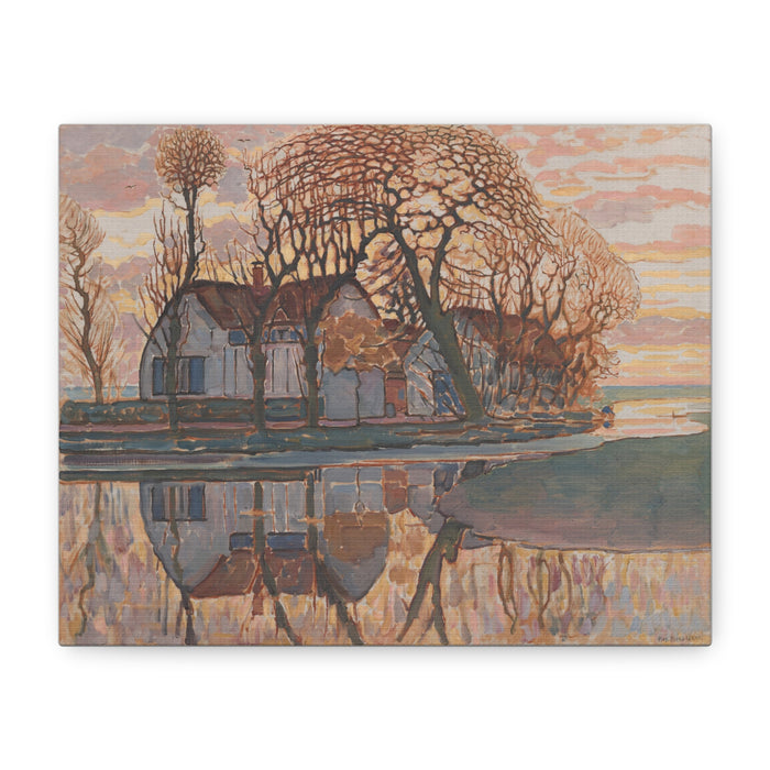 Fine Art Print of "Farm near Duivendrecht" by Piet Mondrian Canvas Wall Art Modern Farmhouse Painting