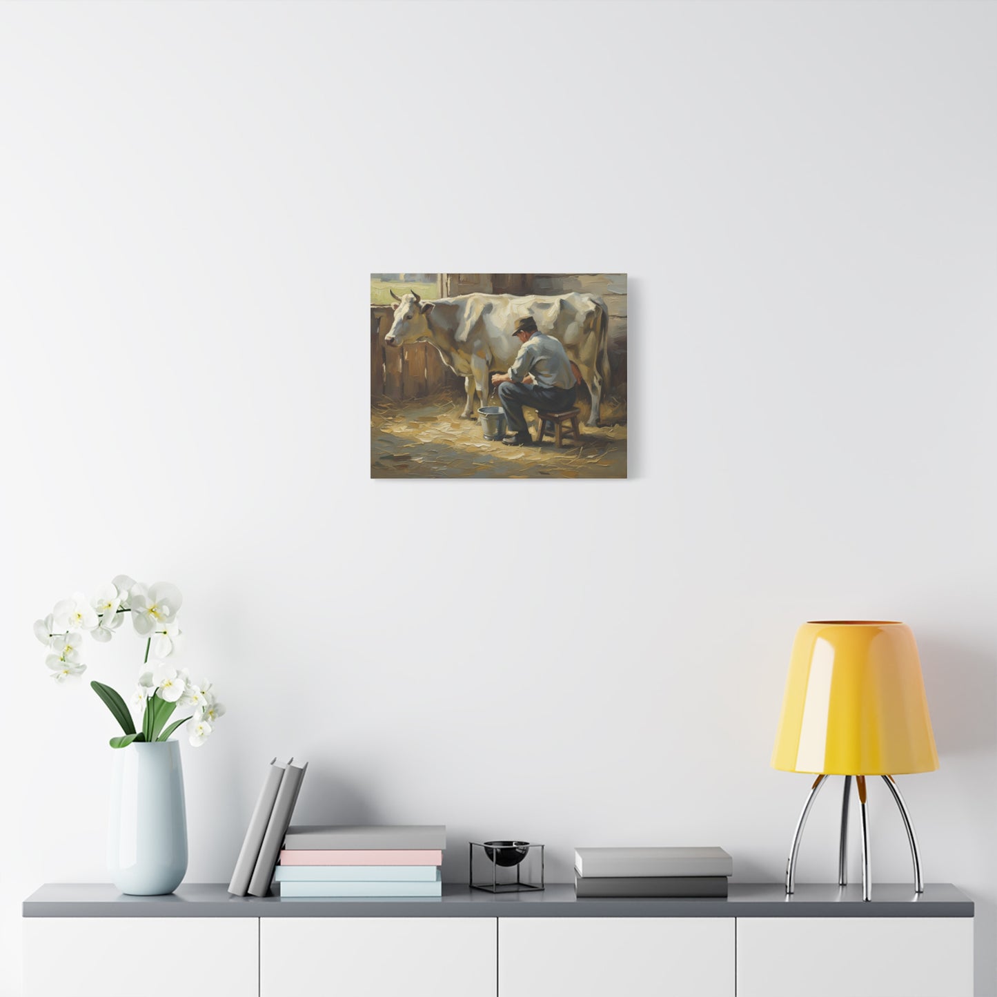 Fine Art Print of "The Milker" Wall Art Rustic Farmhouse Painting