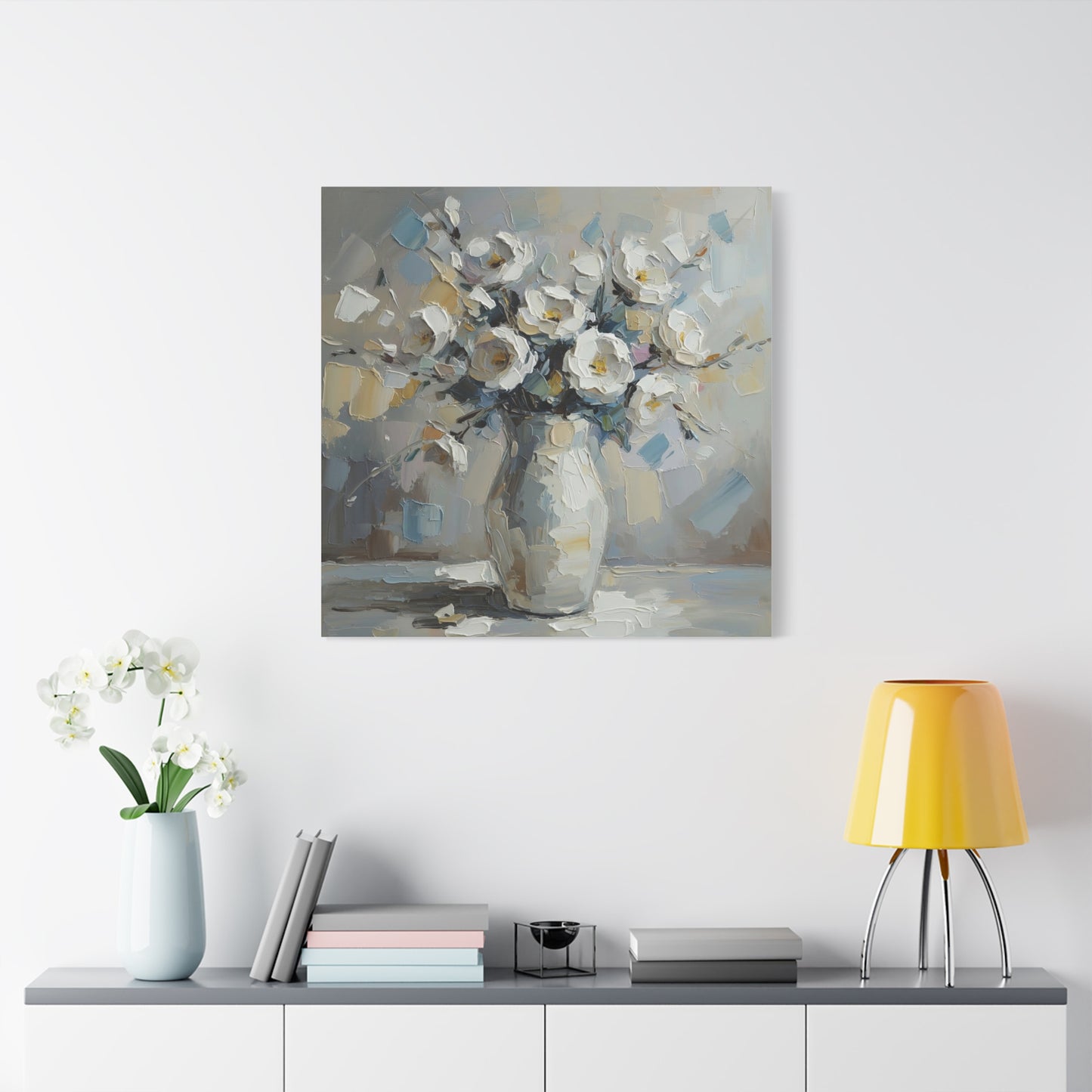 Fine Art Print of "White Floral Bouquet" Wall Art Rustic Farmhouse Painting