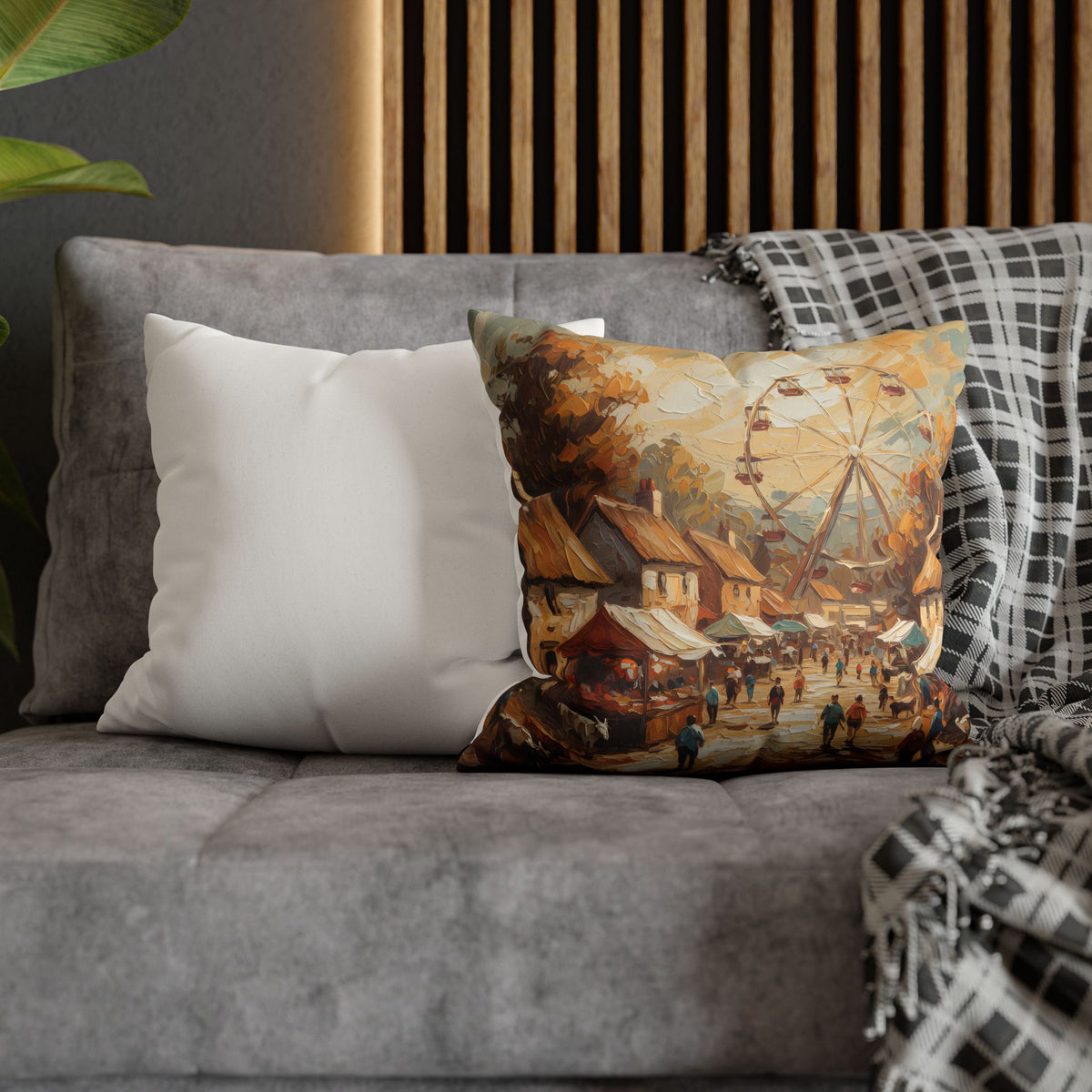 Village Fair Neutral Rustic Coastal Decorative Throw Pillow Cover