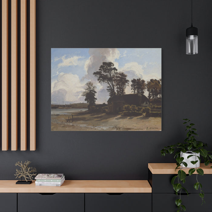 Fine Art Print of "The Estuary Farm" by Jules Dupré Canvas Wall Art Classic Farmhouse Painting