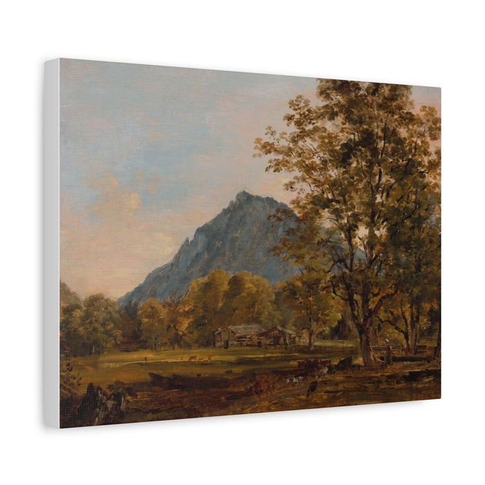 Fine Art Print of "A Farmhouse in the Bavarian Alps" by Johann Georg von Dillis Canvas Wall Art Classic Farmhouse Painting