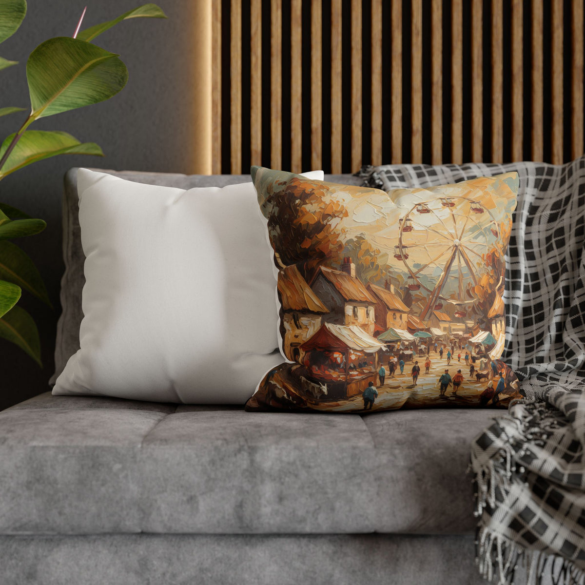 Village Fair Neutral Rustic Coastal Decorative Throw Pillow Cover
