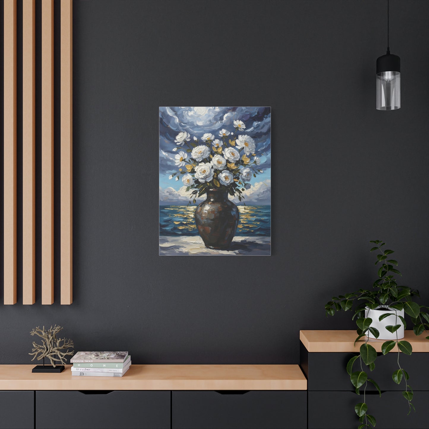 Fine Art Print of "Midnight Bloom by the Shore" Wall Art Rustic Farmhouse Painting
