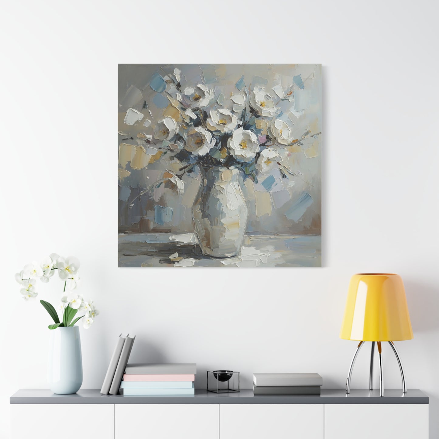 Fine Art Print of "White Floral Bouquet" Wall Art Rustic Farmhouse Painting