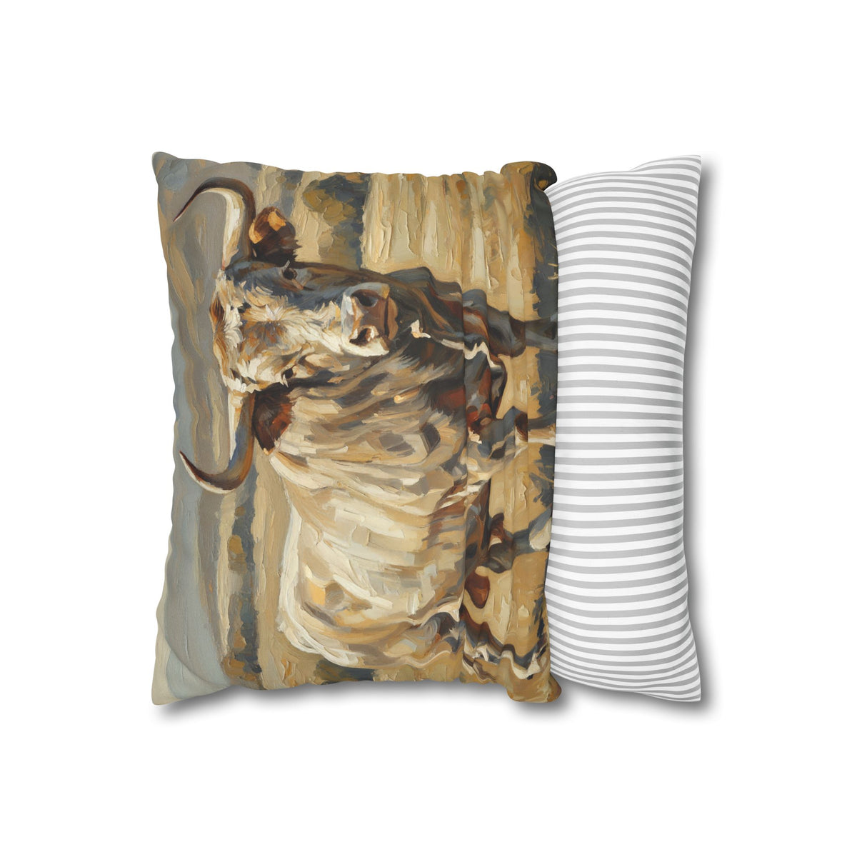 The Bull Pillowcase — Neutral Rustic Coastal Decorative Throw Pillow Cover