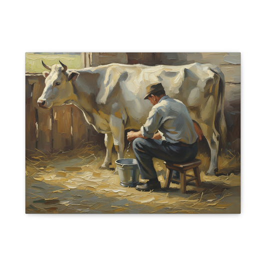 Fine Art Print of "The Milker" Wall Art Rustic Farmhouse Painting