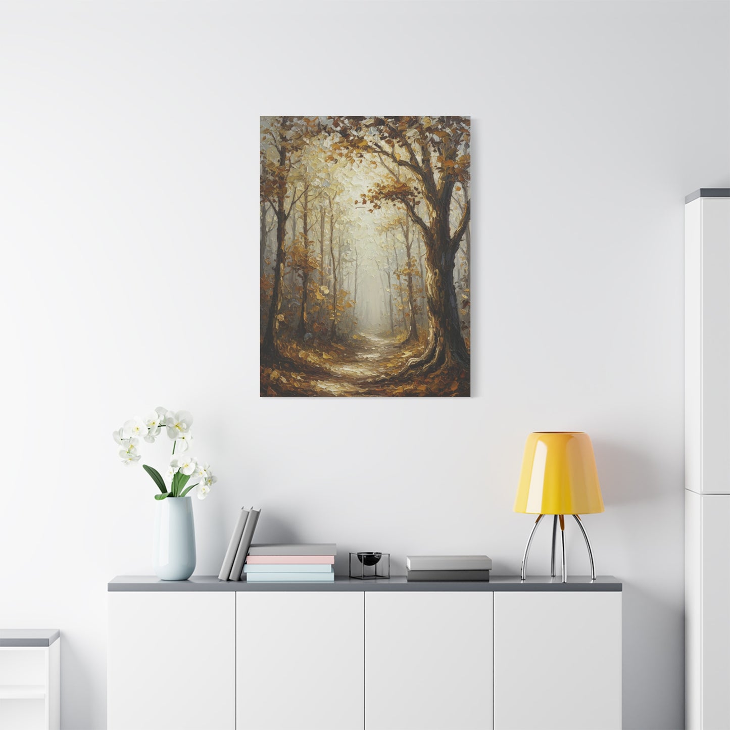 Fine Art Print of "Autumn Forest Path" Wall Art Rustic Farmhouse Painting