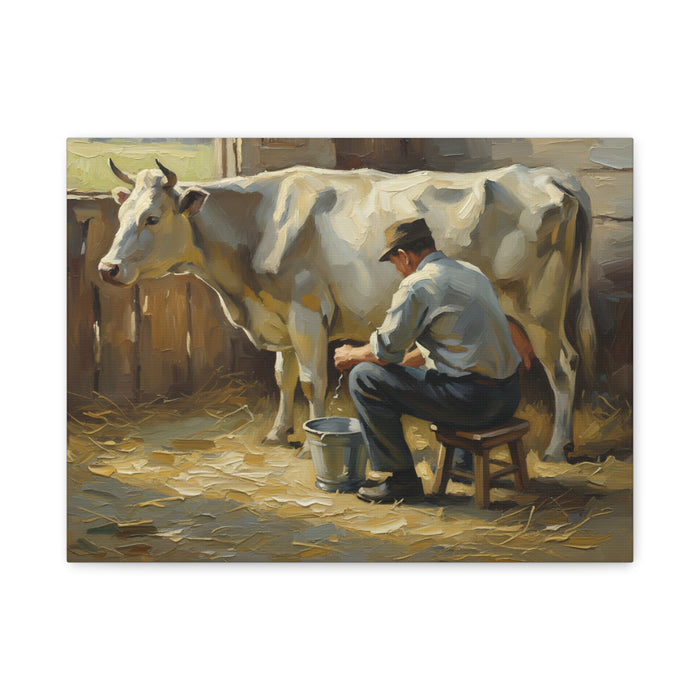 Fine Art Print of "The Milker" Wall Art Rustic Farmhouse Painting