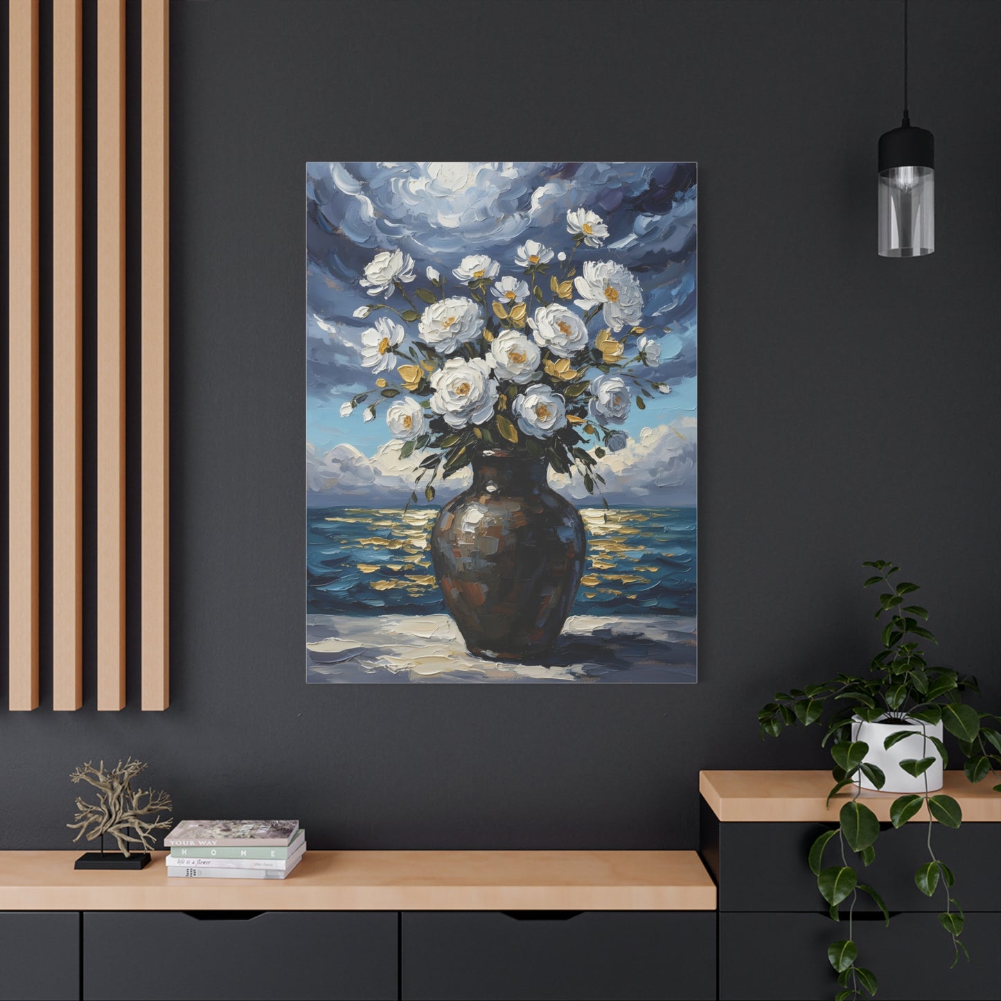 Fine Art Print of "Midnight Bloom by the Shore" Wall Art Rustic Farmhouse Painting