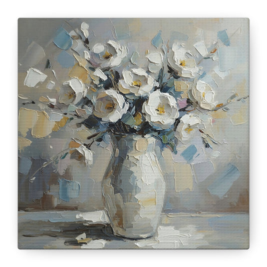 Fine Art Print of "White Floral Bouquet" Wall Art Rustic Farmhouse Painting