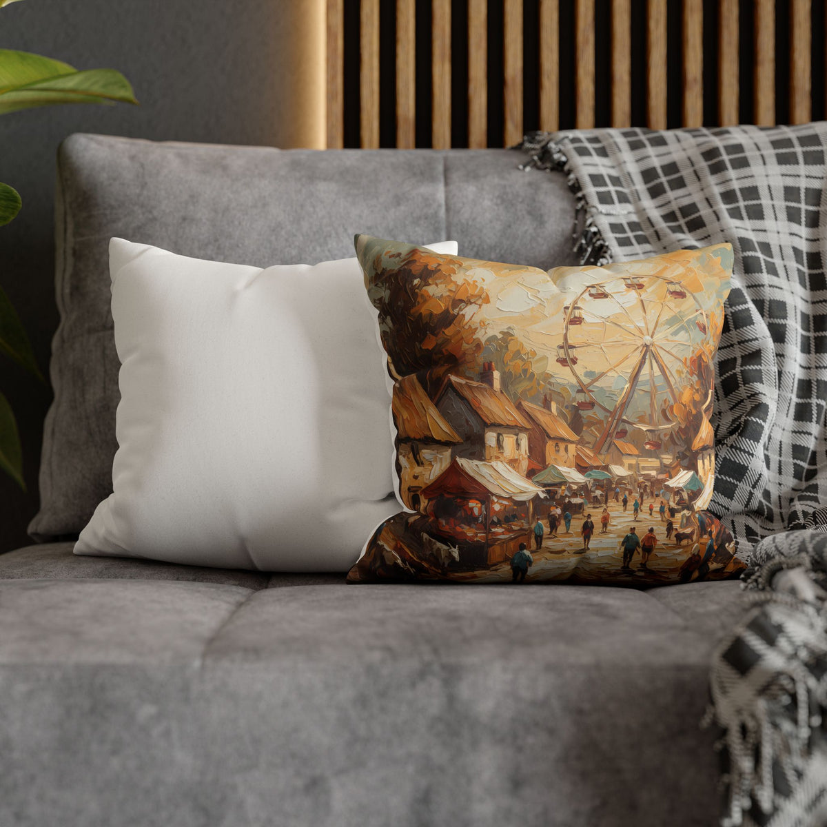 Village Fair Neutral Rustic Coastal Decorative Throw Pillow Cover
