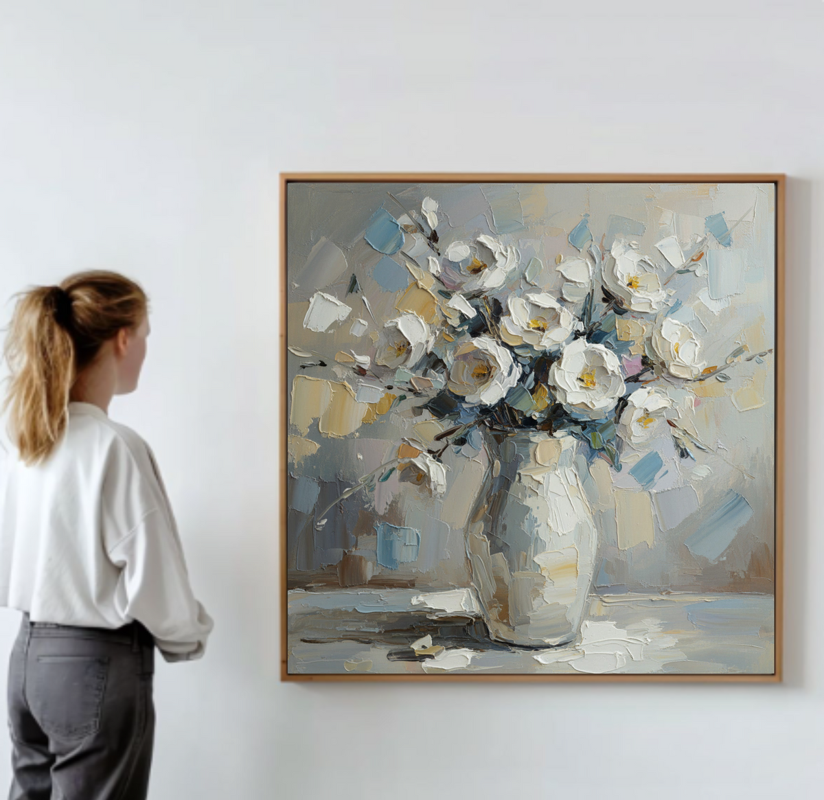 Fine Art Print of "White Floral Bouquet" Wall Art Rustic Farmhouse Painting