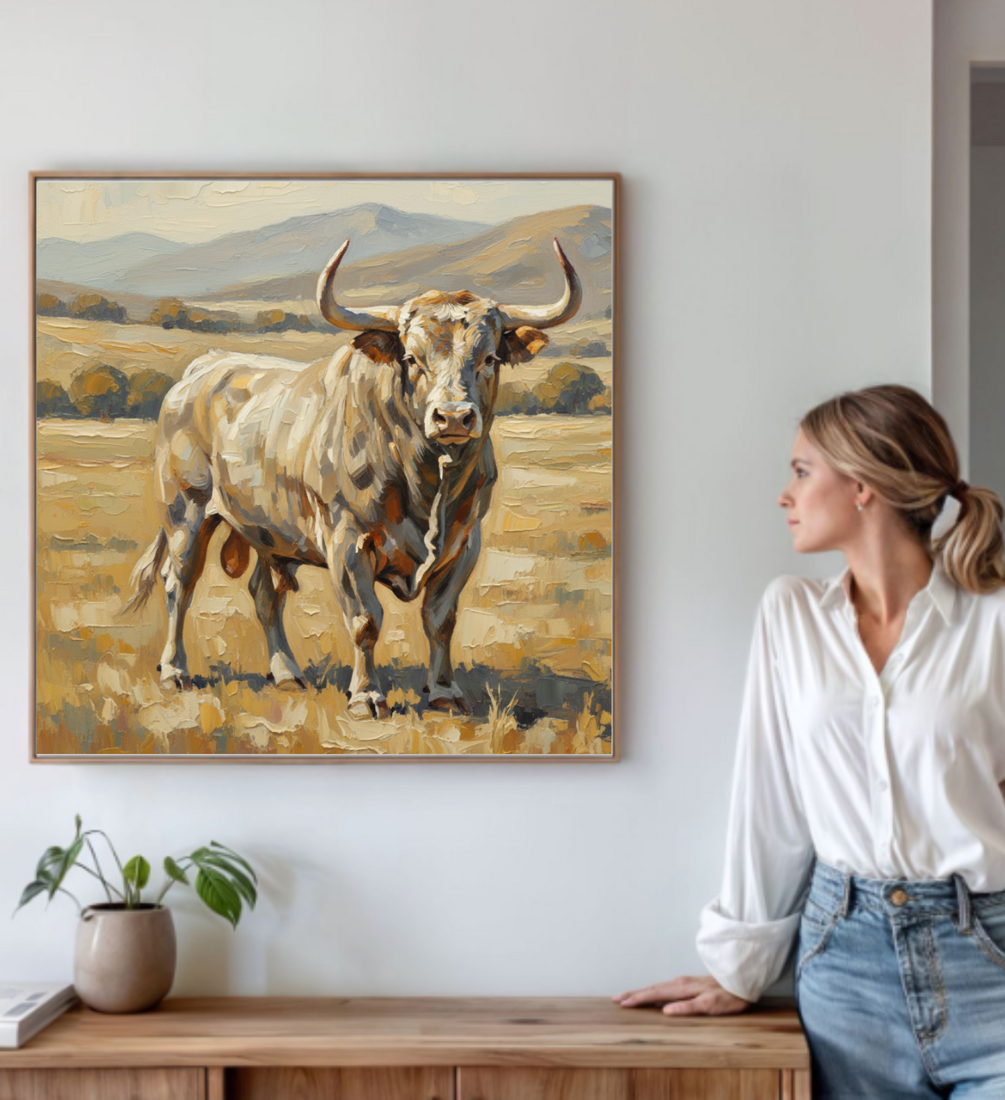 Fine Art Print of "The Bull" Wall Art Rustic Farmhouse Painting