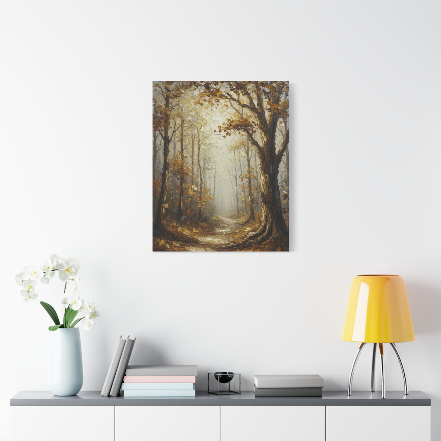 Fine Art Print of "Autumn Forest Path" Wall Art Rustic Farmhouse Painting