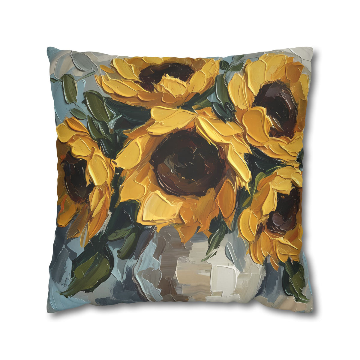 Sunflowers - Rustic Coastal Decorative Throw Pillow Cover