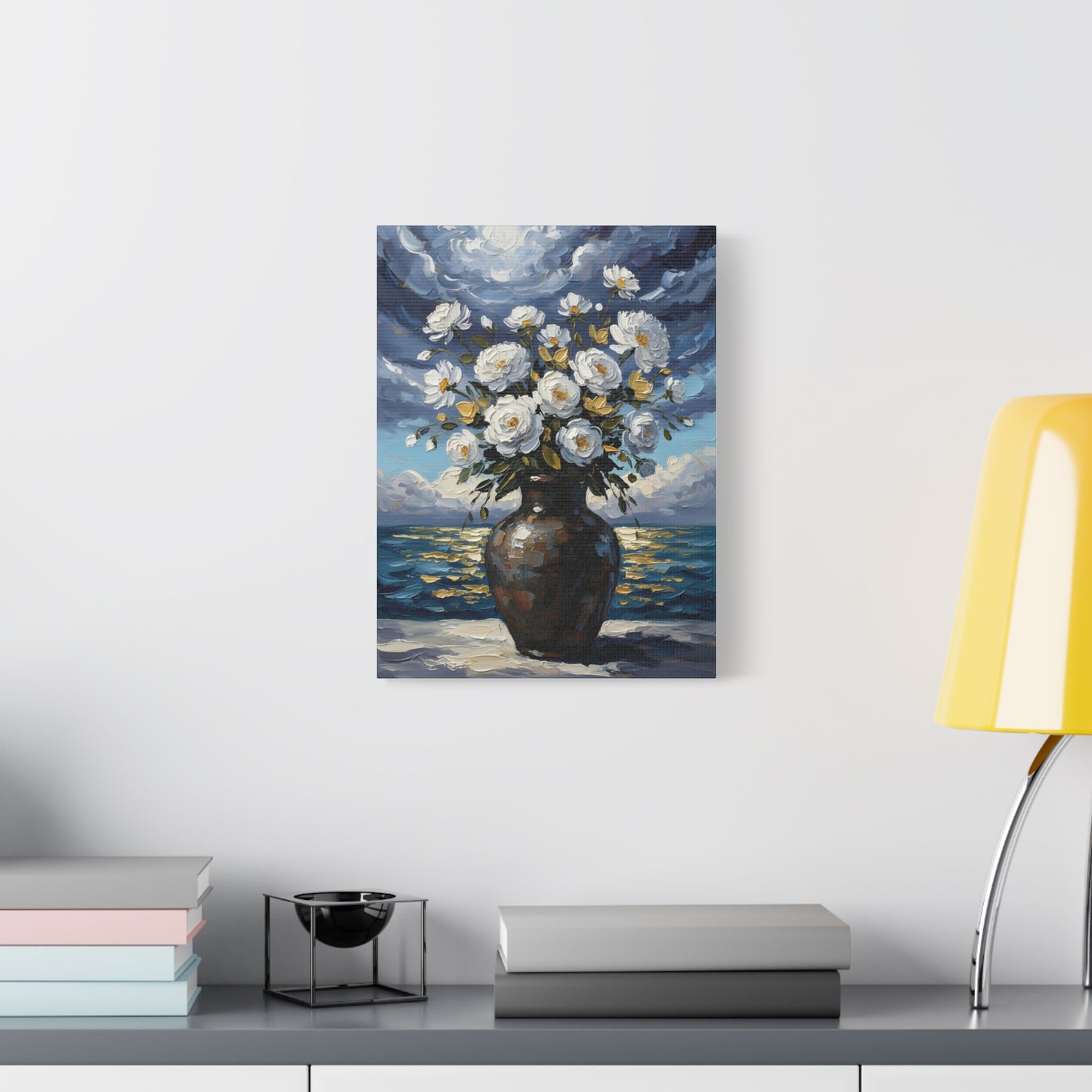Fine Art Print of "Midnight Bloom by the Shore" Wall Art Rustic Farmhouse Painting