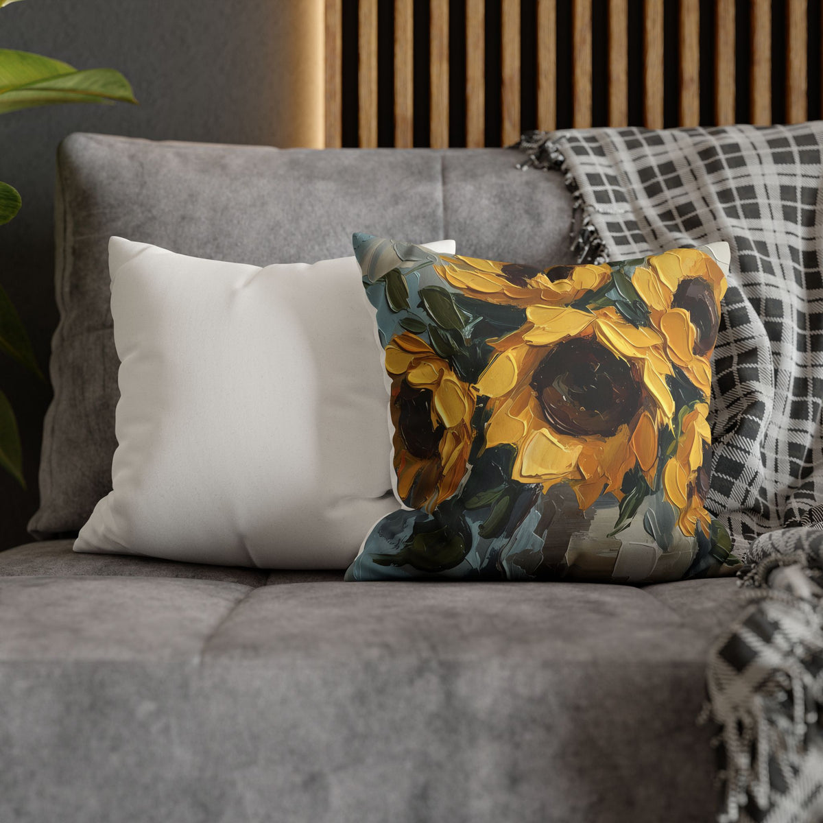 Sunflowers - Rustic Coastal Decorative Throw Pillow Cover