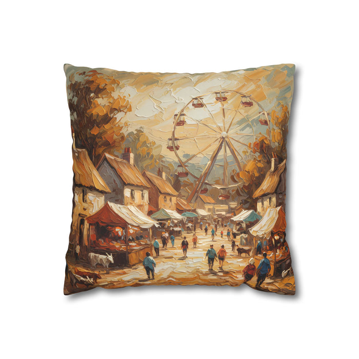 Village Fair Neutral Rustic Coastal Decorative Throw Pillow Cover