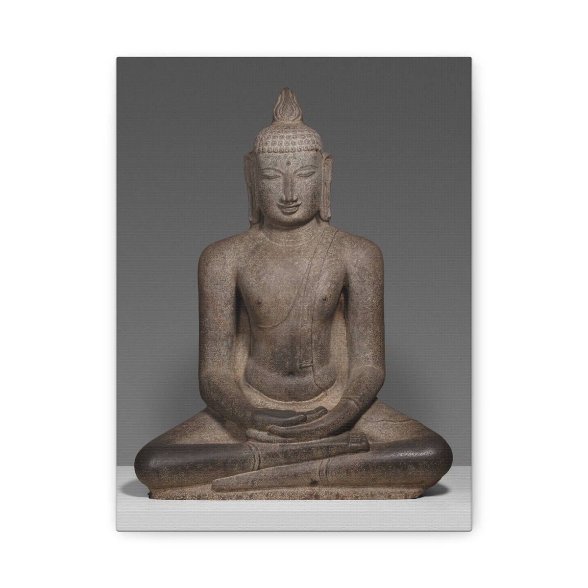Fine Art Print of "Buddha Shakyamuni Seated in Meditation" Canvas Wall Art Sacred Stone Sculpture Print