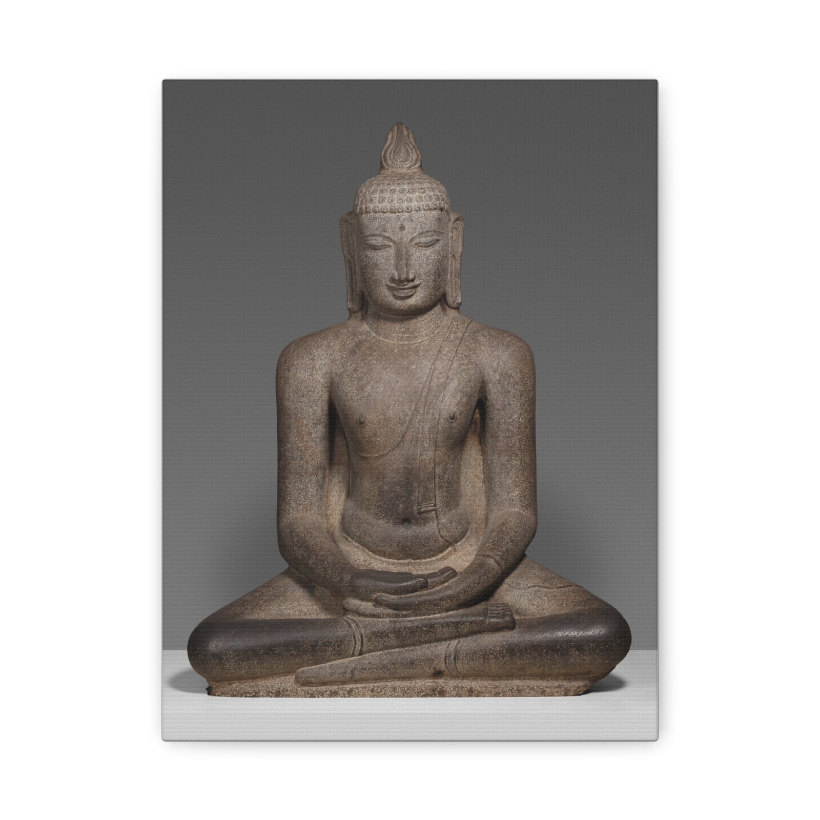 Fine Art Print of "Buddha Shakyamuni Seated in Meditation" Canvas Wall Art Sacred Stone Sculpture Print