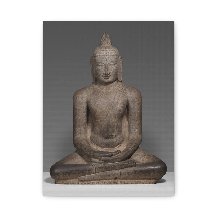 Fine Art Print of "Buddha Shakyamuni Seated in Meditation" Canvas Wall Art Sacred Stone Sculpture Print