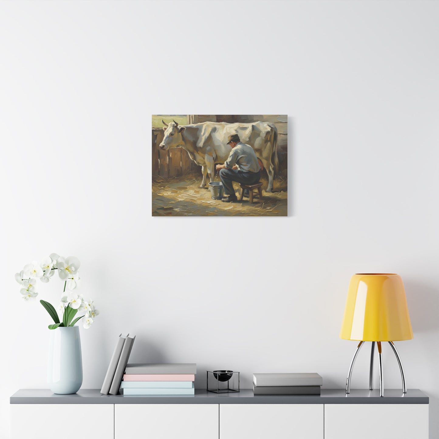 Fine Art Print of "The Milker" Wall Art Rustic Farmhouse Painting