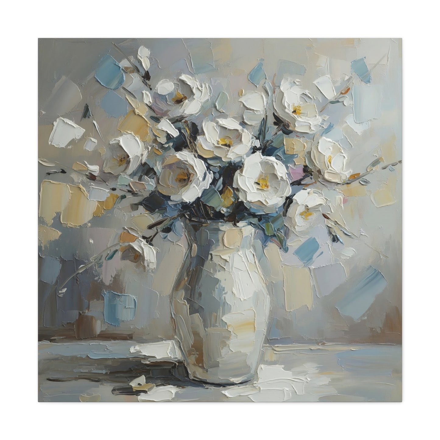 Fine Art Print of "White Floral Bouquet" Wall Art Rustic Farmhouse Painting