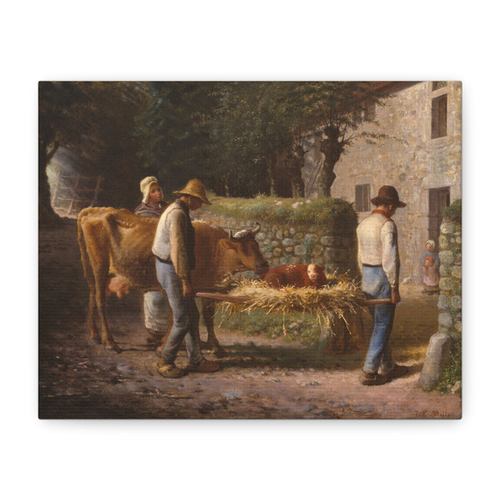 Fine Art Print of "Peasants Bringing Home a Calf" by Jean-François Millet Canvas Wall Art Classic Farm Painting