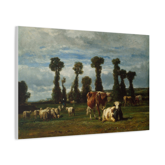 Fine Art Print of "Pasture in Normandy" by Constant Troyon Canvas Wall Art Classic Farm Painting