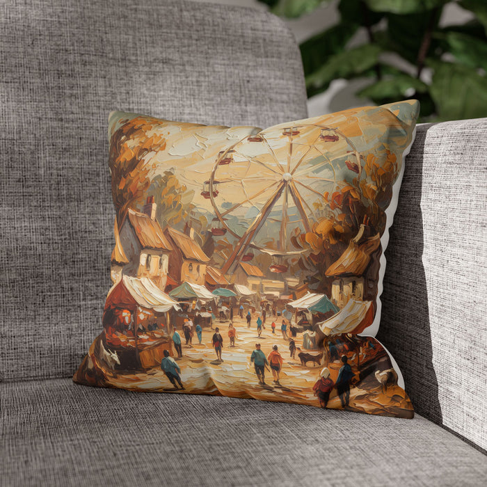 Village Fair Neutral Rustic Coastal Decorative Throw Pillow Cover